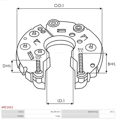 Rectificador, alternador AS-PL ARC1012
