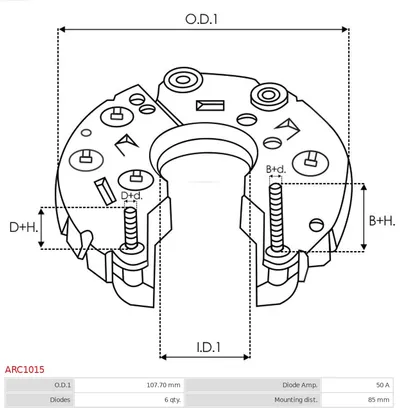 Rectificador, alternador AS-PL ARC1015