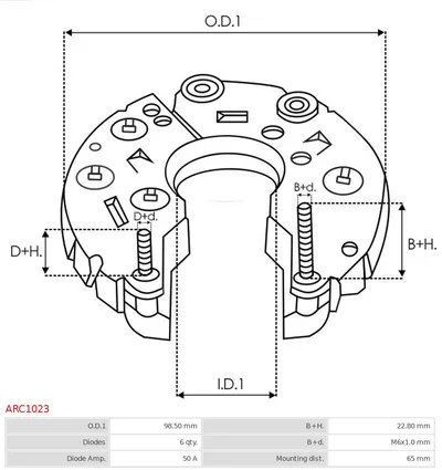 Rectificador, alternador AS-PL ARC1023