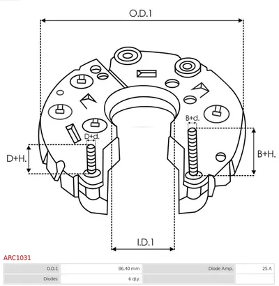 Rectificador, alternador AS-PL ARC1031