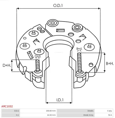 Rectificador, alternador AS-PL ARC1032