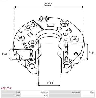 Rectificador, alternador AS-PL ARC1035
