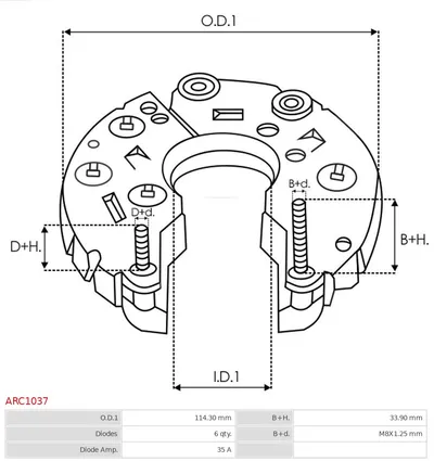 Rectificador, alternador AS-PL ARC1037