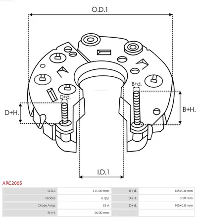 Rectificador, alternador AS-PL ARC2005