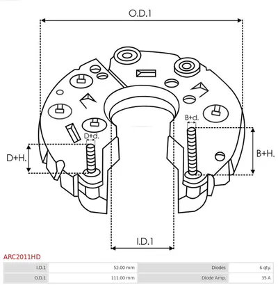 Rectificador, alternador AS-PL ARC2011HD