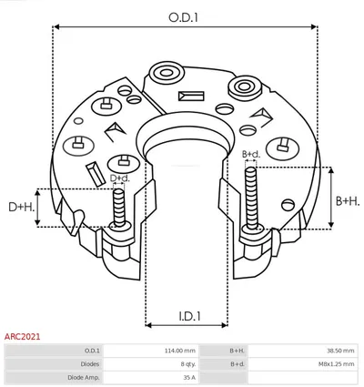 Rectificador, alternador AS-PL ARC2021