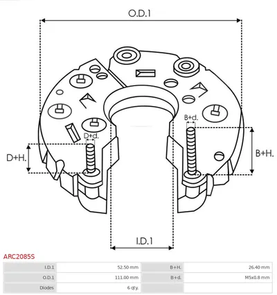 Rectificador, alternador AS-PL ARC2085S