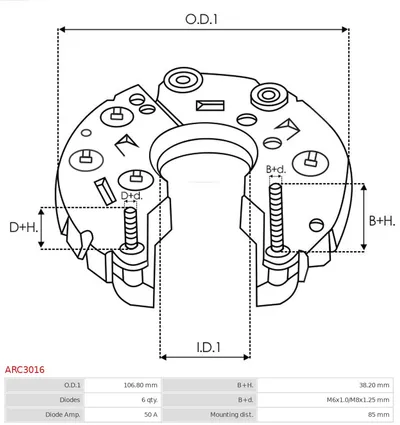 Rectificador, alternador AS-PL ARC3016