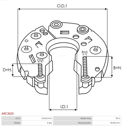 Rectificador, alternador AS-PL ARC3025