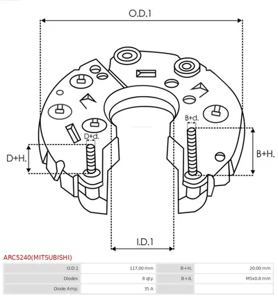 Rectificador, alternador AS-PL ARC5240(MITSUBISHI)