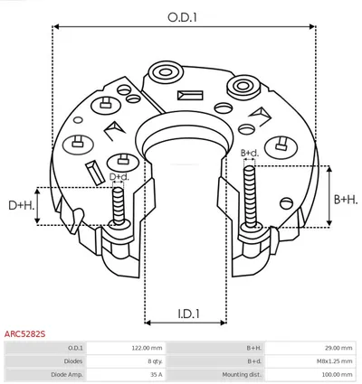 Rectificador, alternador AS-PL ARC5282S