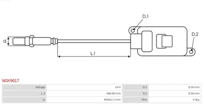 Sensor NOx, inyección de úrea AS-PL NOX9017