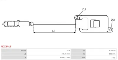 Sensor NOx, inyección de úrea AS-PL NOX9019