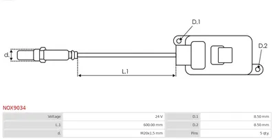 Sensor NOx, inyección de úrea AS-PL NOX9034
