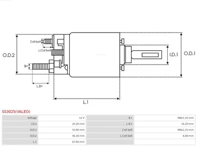 Interruptor magnético, estárter AS-PL SS3025(VALEO)