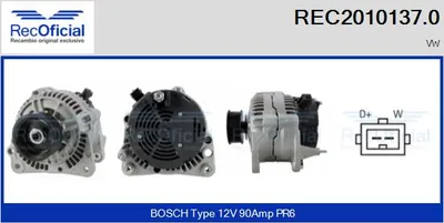 Alternador Vw TRANSPORTER T4 Bus · Vw TRANSPORTER T4 Van · Vw TRANSPORTER T4 Platform/Chassis (70E, 70L, 70M, 7DE, 7DL, 7D