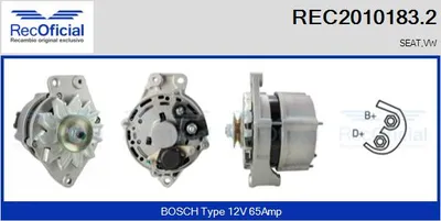 Alternador Vw POLO II · Vw POLO Coupe · Vw GOLF I Cabriolet