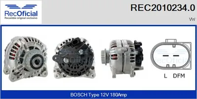 Alternador Vw TOUAREG · Vw MULTIVAN T5 · Vw TRANSPORTER T5 Platform/Chassis (7JD, 7JE, 7JL, 7JY, 7JZ, 7F