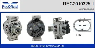 Alternador Mercedes-Benz SPRINTER 3-t Bus · Mercedes-Benz SPRINTER 3-t Van · Mercedes-Benz SPRINTER 3-t Platform/Chassis