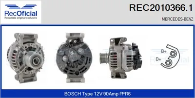 Alternador Mercedes-Benz SPRINTER 2-t Platform/Chassis · Mercedes-Benz VITO Bus · Mercedes-Benz SPRINTER 2-t Van