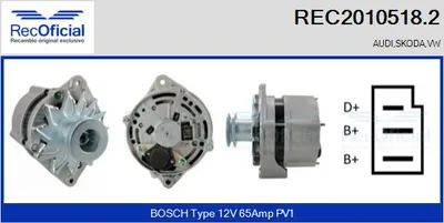 Alternador Vw JETTA I · Audi 80 B2 Saloon · Vw SANTANA