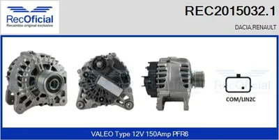 Alternador Dacia DUSTER · Renault CLIO IV · Dacia DOKKER MPV