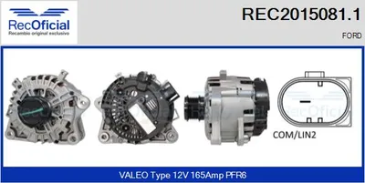 Alternador Ford TOURNEO CUSTOM V362 Bus · Ford TRANSIT CUSTOM V362 Van · Ford TRANSIT CUSTOM V362 Bus