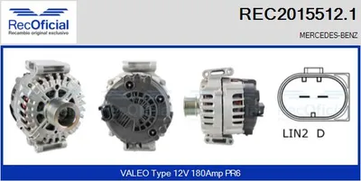 Alternador Mercedes-Benz SPRINTER 3-t Van · Mercedes-Benz SPRINTER 3-t Platform/Chassis · Mercedes-Benz SPRINTER 3,5-t Bus