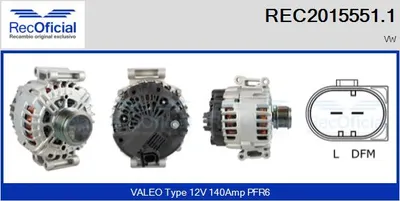 Alternador Vw MULTIVAN T5 · Vw TRANSPORTER T5 Platform/Chassis (7JD, 7JE, 7JL, 7JY, 7JZ, 7F · Vw TRANSPORTER T5 Van