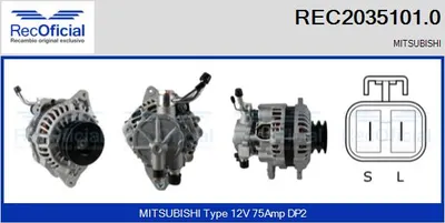 Alternador Mitsubishi L 300 III Bus · Mitsubishi PAJERO II · Mitsubishi L200