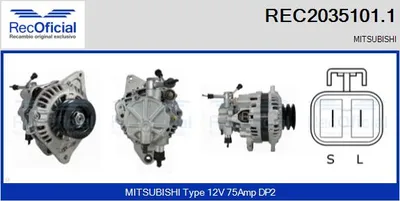 Alternador Mitsubishi L 300 III Bus · Mitsubishi PAJERO II · Mitsubishi L200