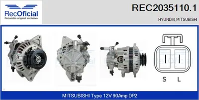 Alternador Mitsubishi PAJERO II · Mitsubishi L200 · Hyundai H-1 / STAREX Bus