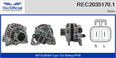 Alternador Mazda MPV II · Mazda 6 Saloon · Mazda 6 Hatchback