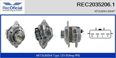 Alternador Smart FORFOUR · Mitsubishi COLT VI · Mitsubishi COLT CZC VI Convertible