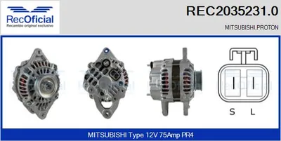 Alternador Mitsubishi COLT IV · Mitsubishi LANCER V · Proton PERSONA 400 Hatchback