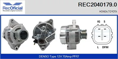 Alternador Honda CIVIC VI Saloon · Toyota HIACE IV Bus · Toyota HIACE IV Van
