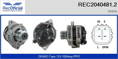 Alternador Toyota DYNA Platform/Chassis (KD_, LY_, _Y2_, _U3_, _U4_, _U6_, _U8