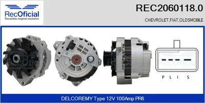 Alternador Fiat ULYSSE · Chevrolet BERETTA Coupe · Oldsmobile CUTLASS SUPREME Coupe