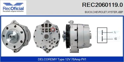 Alternador Buick CENTURY Saloon · Chevrolet MALIBU · Jeep WRANGLER I