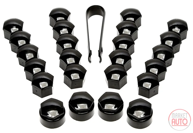Tapas de perno de lug set negro brillante