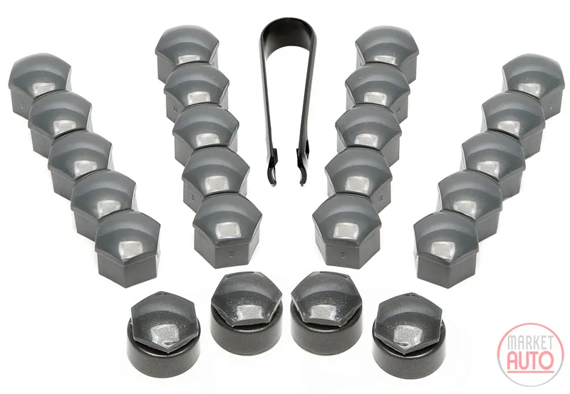 Gorras de perno de lug set gris brillante