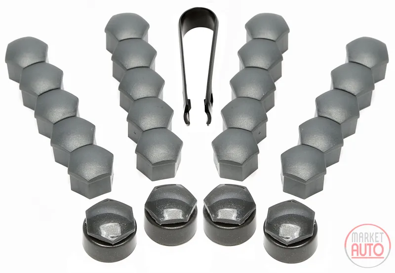 Tapas de perno de lug set estera gris