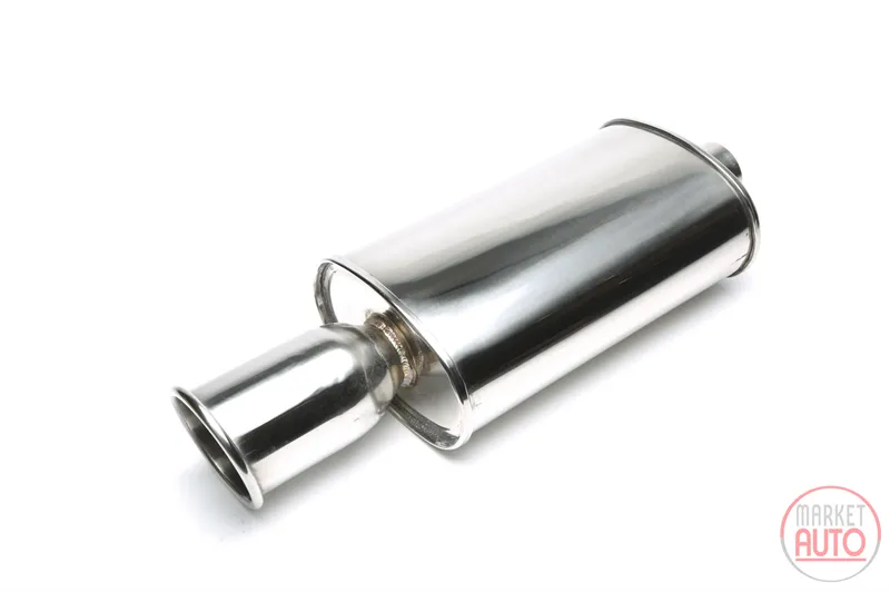 Silencioso trasero deportivo universal 115mm redondo / biselado / exterior con pestañas