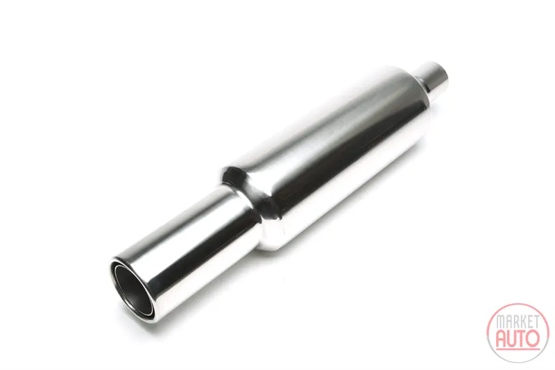 Silencioso trasero deportivo de acero inoxidable universal 100mm redondo / con pestañas