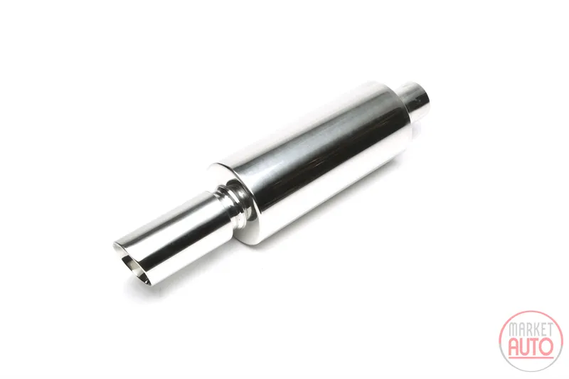 Silencioso trasero deportivo universal 75 x 77 mm ovalado / biselado