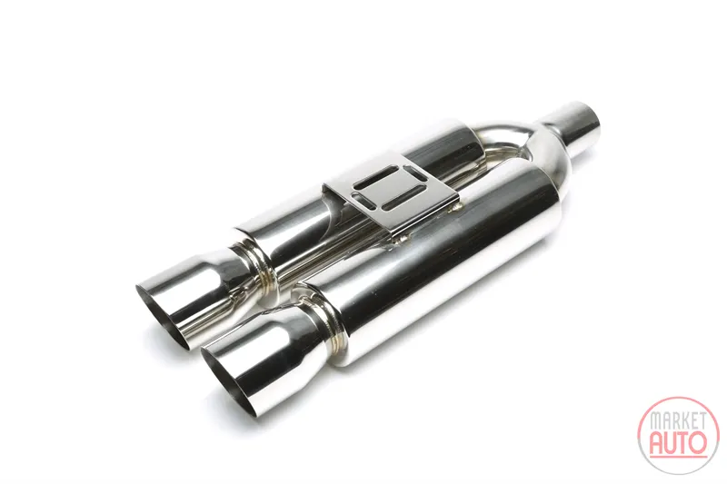 Silencioso trasero deportivo de acero inoxidable universal 2 x 88 x 90mm oval / afilado / biselado