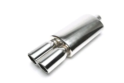 Silencioso trasero deportivo de acero inoxidable universal 2 x 89mm redondo / con pestaña / biselado
