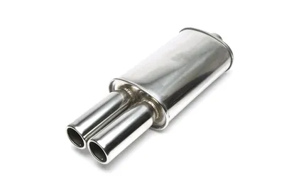 Silencioso trasero deportivo de acero inoxidable universal 2 x 76 mm redondo / con pestaña