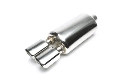 Silencioso trasero deportivo de acero inoxidable universal 2 x 86 x 70mm cuadrado / biselado / dibujado hacia el interior