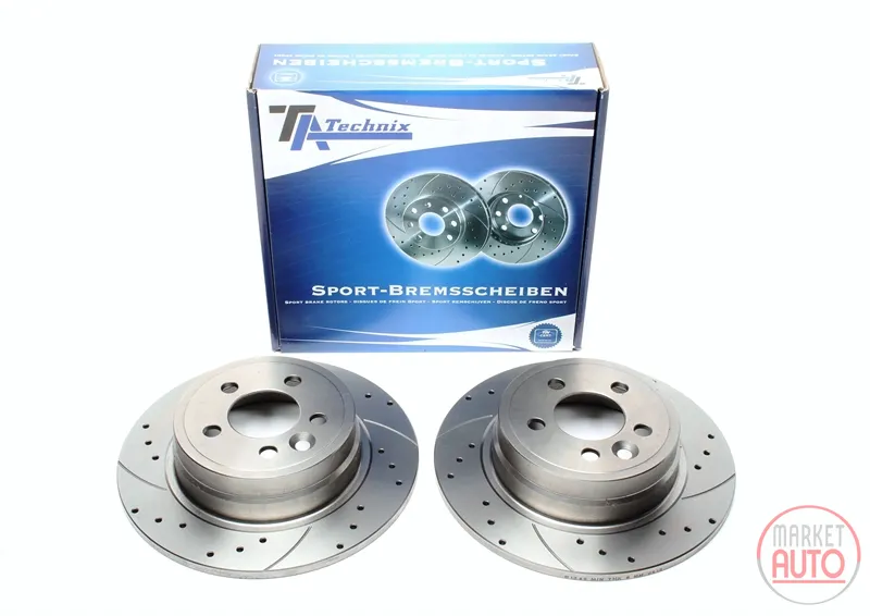 Juego de disco de freno deportivo eje trasero perforado + ranurado MG · Rover